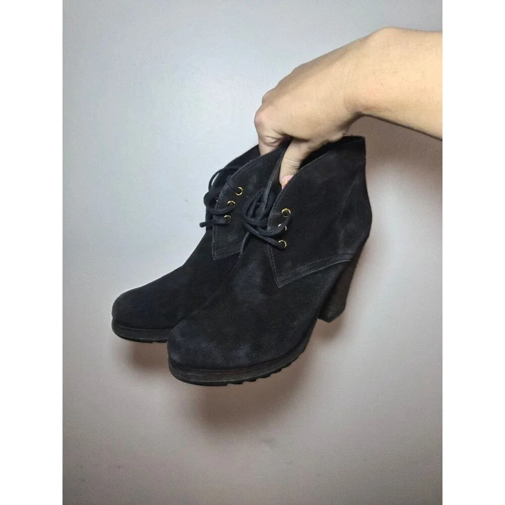 Prada Suede Ankle Booties Lace Up 39 Size 9 Round Toe